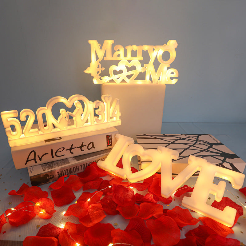 HKM-963859 Luminous Acrylic Decorative Letters Ambience Light with Battery Power Supply