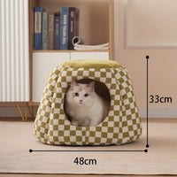 HKM-9638845 Cozy Closed Cat House for Small Dogs and Cats - Winter Warm Flannel & Cotton Design
