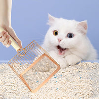 HKM-9640253 Metal Cat Litter Scoop with Wooden Handle for Effective Poop Sifting and Litter Box Maintenance