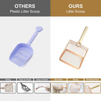 HKM-9640253 Metal Cat Litter Scoop with Wooden Handle for Effective Poop Sifting and Litter Box Maintenance