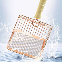 HKM-9640253 Metal Cat Litter Scoop with Wooden Handle for Effective Poop Sifting and Litter Box Maintenance