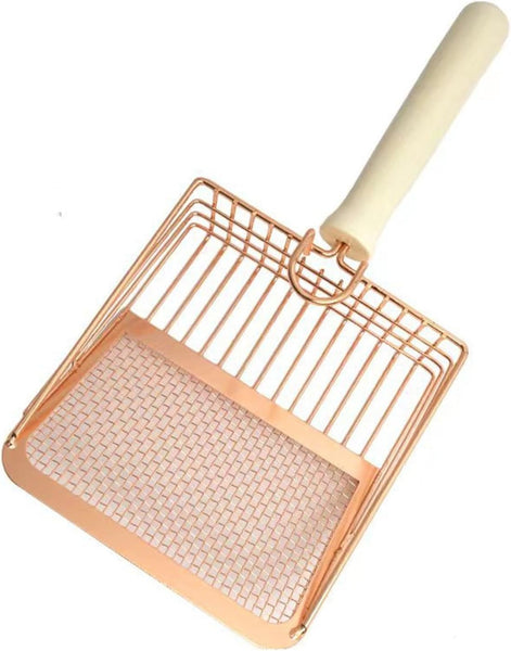 HKM-9640253 Metal Cat Litter Scoop with Wooden Handle for Effective Poop Sifting and Litter Box Maintenance