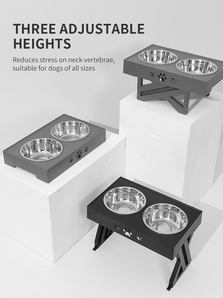 HKM-9640765 Folding Pet Feeder Dog Bowl - Lightweight Stainless Steel & Plastic Design