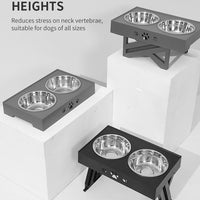 HKM-9640765 Folding Pet Feeder Dog Bowl - Lightweight Stainless Steel & Plastic Design