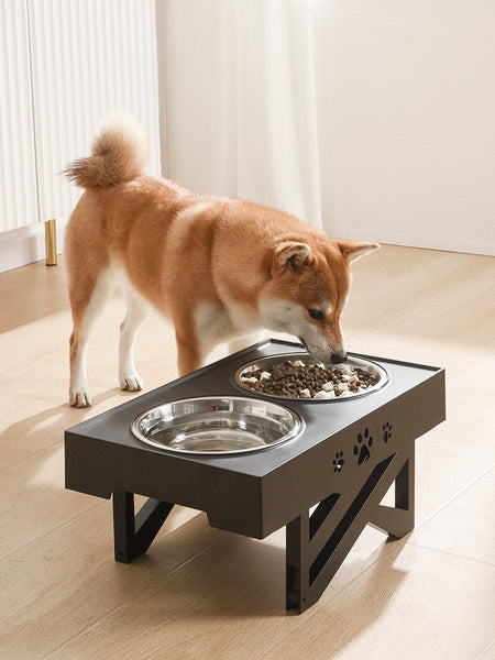 HKM-9640765 Folding Pet Feeder Dog Bowl - Lightweight Stainless Steel & Plastic Design