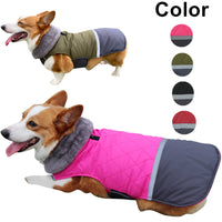 HKM-9641149 Reversible Plush Lapel Pet Jacket with Waterproof Fabric and Reflective Stripes