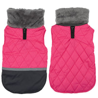 HKM-9641149 Reversible Plush Lapel Pet Jacket with Waterproof Fabric and Reflective Stripes