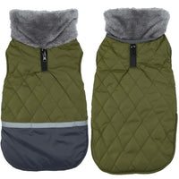 HKM-9641149 Reversible Plush Lapel Pet Jacket with Waterproof Fabric and Reflective Stripes