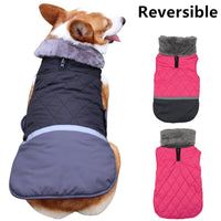 HKM-9641149 Reversible Plush Lapel Pet Jacket with Waterproof Fabric and Reflective Stripes