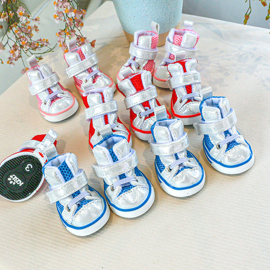 HKM-9641405 Dog and Cat Snow Boots - Warm Durable Denim Winter Shoes for Pets (4PCS)