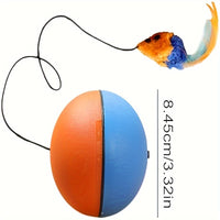HKM-9642045 Interactive Plush Mouse Cat Toy Ball in Blue and Orange – 8.5cm Size and 140g Weight