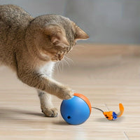 HKM-9642045 Interactive Plush Mouse Cat Toy Ball in Blue and Orange – 8.5cm Size and 140g Weight