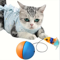 HKM-9642045 Interactive Plush Mouse Cat Toy Ball in Blue and Orange – 8.5cm Size and 140g Weight