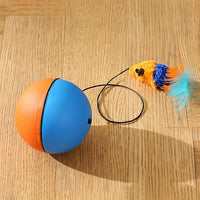 HKM-9642045 Interactive Plush Mouse Cat Toy Ball in Blue and Orange – 8.5cm Size and 140g Weight