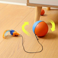 HKM-9642045 Interactive Plush Mouse Cat Toy Ball in Blue and Orange – 8.5cm Size and 140g Weight
