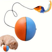 HKM-9642045 Interactive Plush Mouse Cat Toy Ball in Blue and Orange – 8.5cm Size and 140g Weight