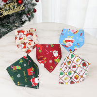 HKM-9642173 Christmas-Themed Cotton Triangle Scarf for Pets in Various Patterns and Sizes