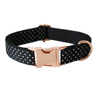 HKM-9642557 Black Polka Dot Dog Collar and Leash Set for Small to Extra Large Dogs