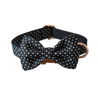 HKM-9642557 Black Polka Dot Dog Collar and Leash Set for Small to Extra Large Dogs