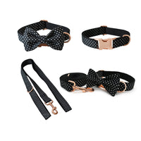 HKM-9642557 Black Polka Dot Dog Collar and Leash Set for Small to Extra Large Dogs