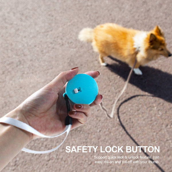 HKM-9644349 Automatic Mini Portable Dog Leash with 2M Flexible Rope for Outdoor and Travel Use