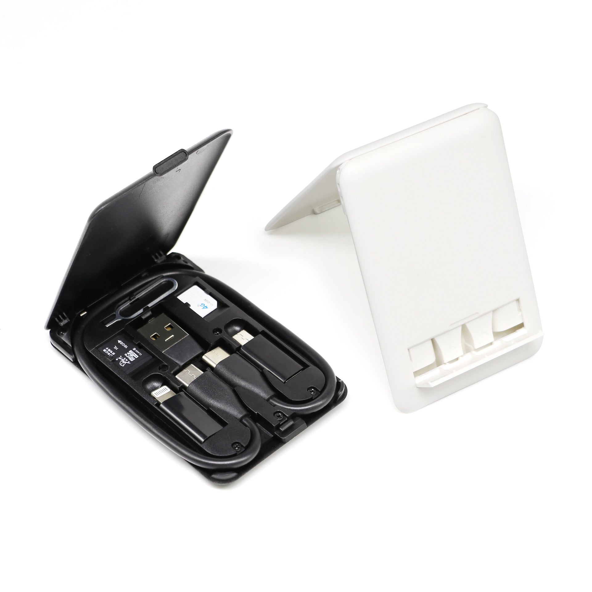HKM-964435 Multi-Function Business Card Case with Data Cable: USB, 8PIN, Micro USB, Type-C, 0.2M Length