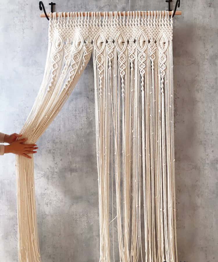 HKM-964435 Nordic Woven Tassel Sliding Curtain - Perforated Shading Light Partition with Various Finishes