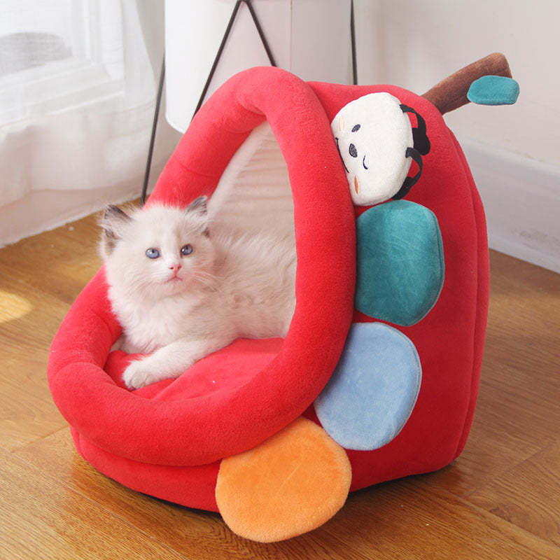 HKM-9644605 Cute Cartoon Four Seasons Pet Cotton Suede Nest ¨C Cozy Kennel for Small Pets