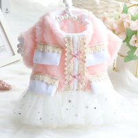 HKM-964563 Cotton Princess Pettiskirt Coat for Dogs in Fruit Green and Pink