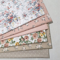 HKM-964563 Large Flower Peony Rose Cotton Twill Fabric for Bedding and Clothing, 100% Cotton, 160cm Wide, 10M Length