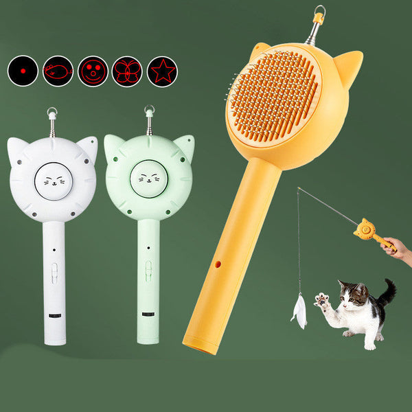 HKM-9646141 Multifunctional Laser Cat Teaser Stick with Cat Comb - Fun Interactive Playtime