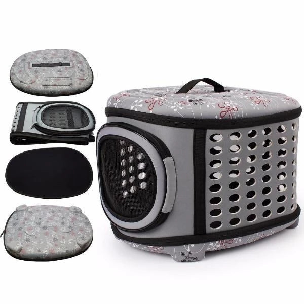 HKM-9646781 Foldable EVA Pet Carrier Bag for Cats - Portable Outdoor Travel Backpack, Available in Black, Pink, Champagne, and Grey