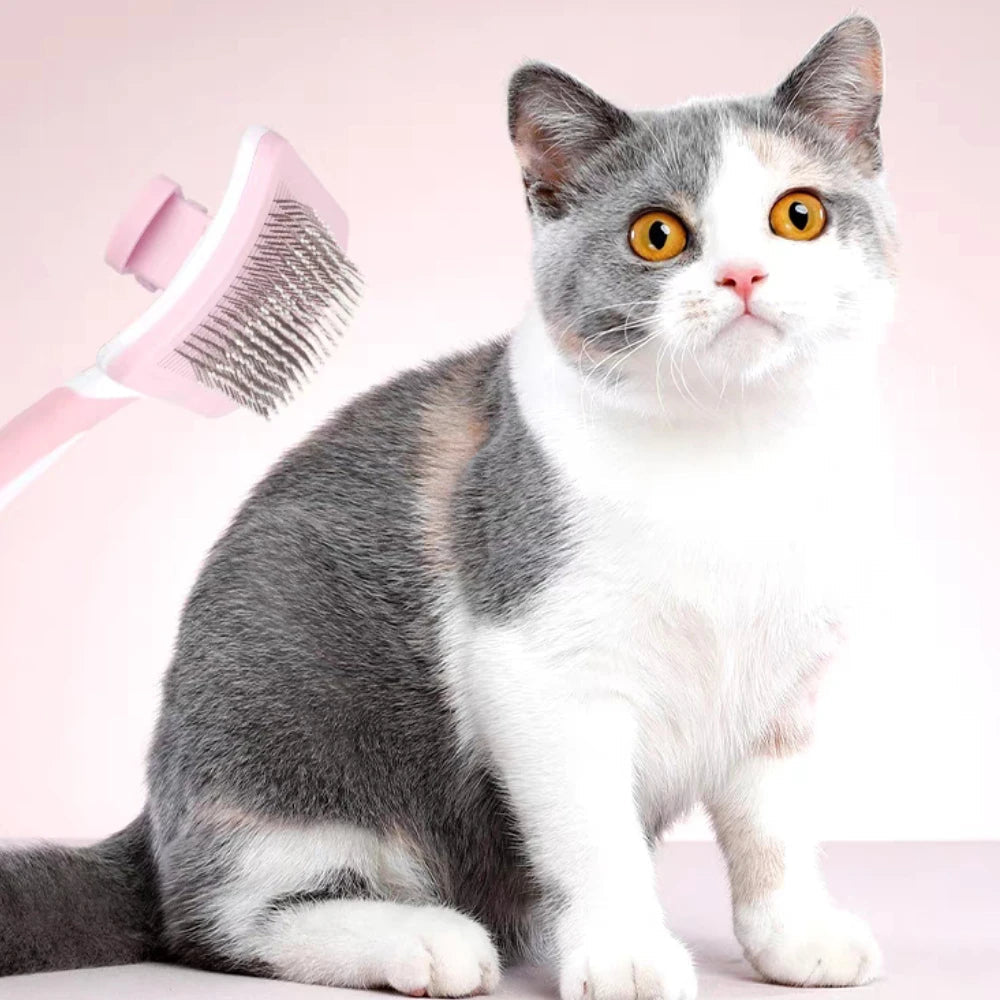 HKM-9647805 Self-Cleaning Slicker Brush for Dogs and Cats with One-Click Hair Removal Function