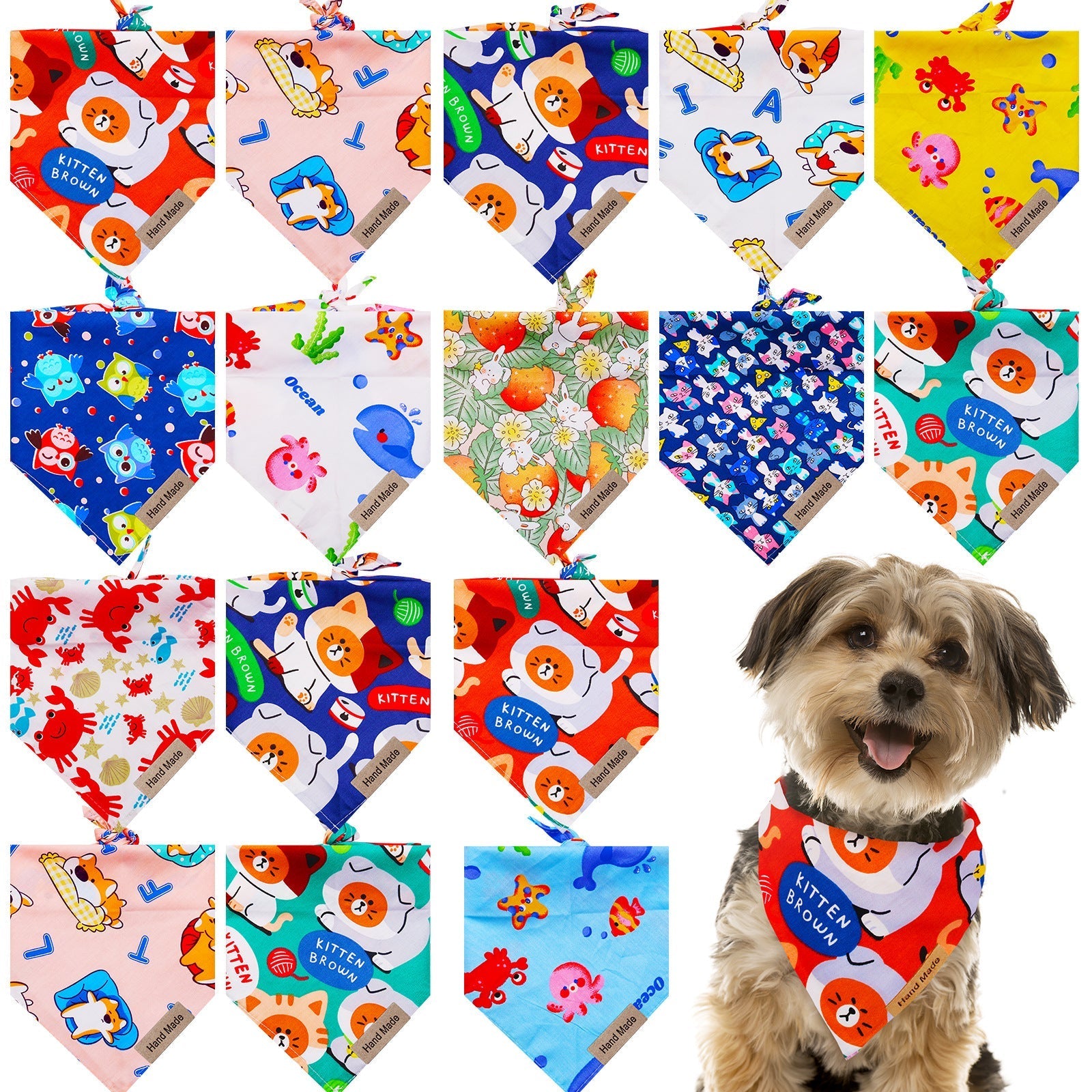 HKM-9647933 Adorable Cartoon Pet Saliva Towel for Spring & Summer in Various Designs
