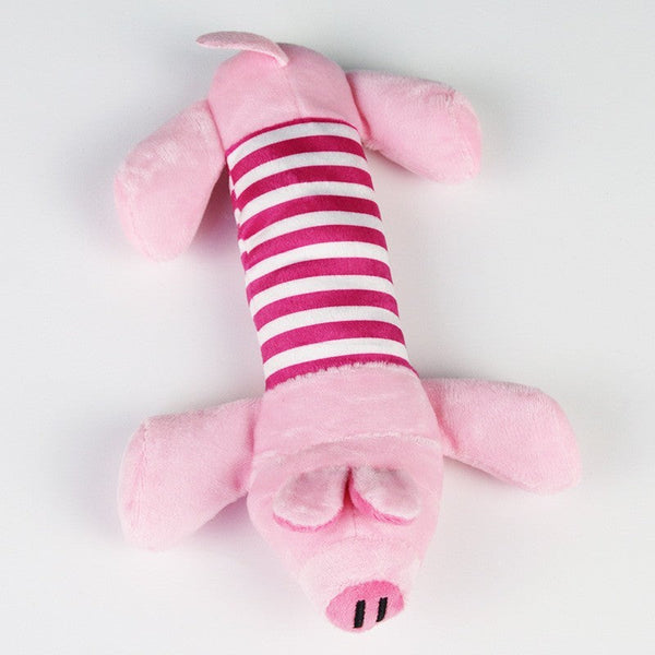 HKM-9648957 Durable Plush Dog Chew Toy - Ice Cream, Pizza, Pig, Duck & Elephant Characters