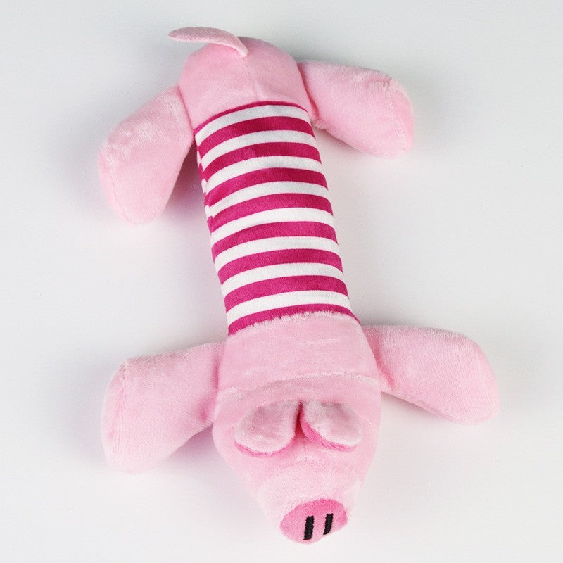 HKM-9648957 Durable Plush Dog Chew Toy - Ice Cream, Pizza, Pig, Duck & Elephant Characters