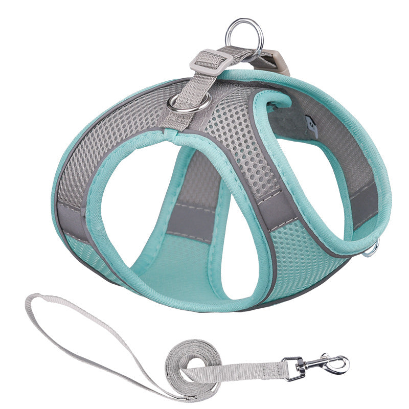HKM-9650109 Reflective Mesh Dog Harness with Breathable Design and Leash