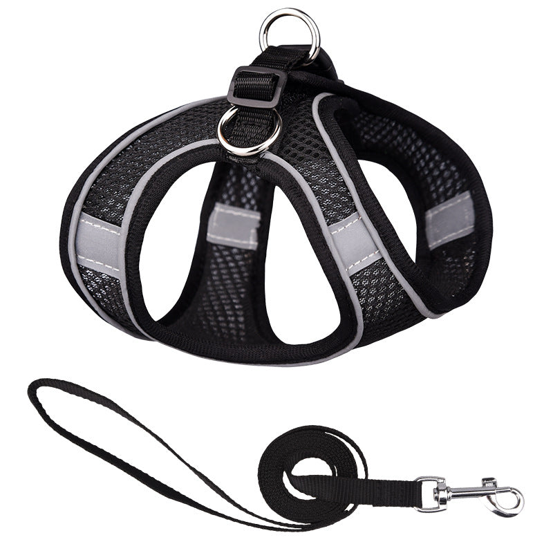 HKM-9650109 Reflective Mesh Dog Harness with Breathable Design and Leash