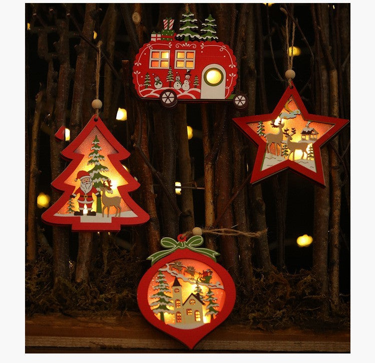 HKM-965011 Creative Hollow Wooden Pendant Light for Festive Decor, Available in Various Shapes