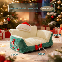 HKM-9650365 Christmas Cat Nest in Flannel - Warm, Removable, Washable, Plus-sized for All Seasons