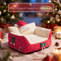 HKM-9650365 Christmas Cat Nest in Flannel - Warm, Removable, Washable, Plus-sized for All Seasons