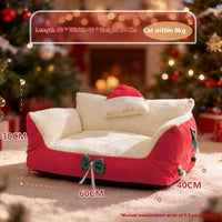HKM-9650365 Christmas Cat Nest in Flannel - Warm, Removable, Washable, Plus-sized for All Seasons
