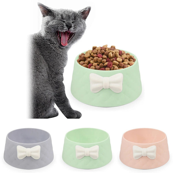 HKM-9650493 Bow Rhombus Cat Bowl in Multiple Colors - Durable PP Material