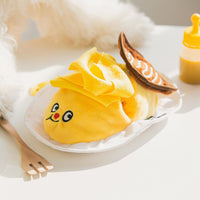 HKM-9652541 Plush Omurice Leaky Toy with Hidden Food Compartments and Flannel Cloth