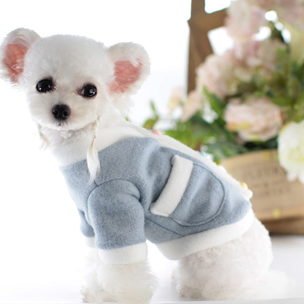 HKM-9654077 Pet Dog Sweater Skirt in Pink and Blue - Soft Acrylic Two-Legged Clothing for Small to XXL Breeds