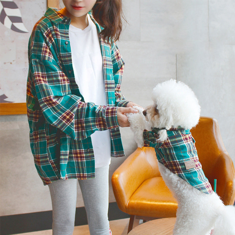 HKM-965523 Pet Parent and Child Matching Plaid Shirts in Cotton - Various Sizes Available