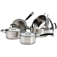 HKM-965587 Non-Stick Stainless Steel Cookware Set - Saucepan and Frying Pan for Kitchen Use
