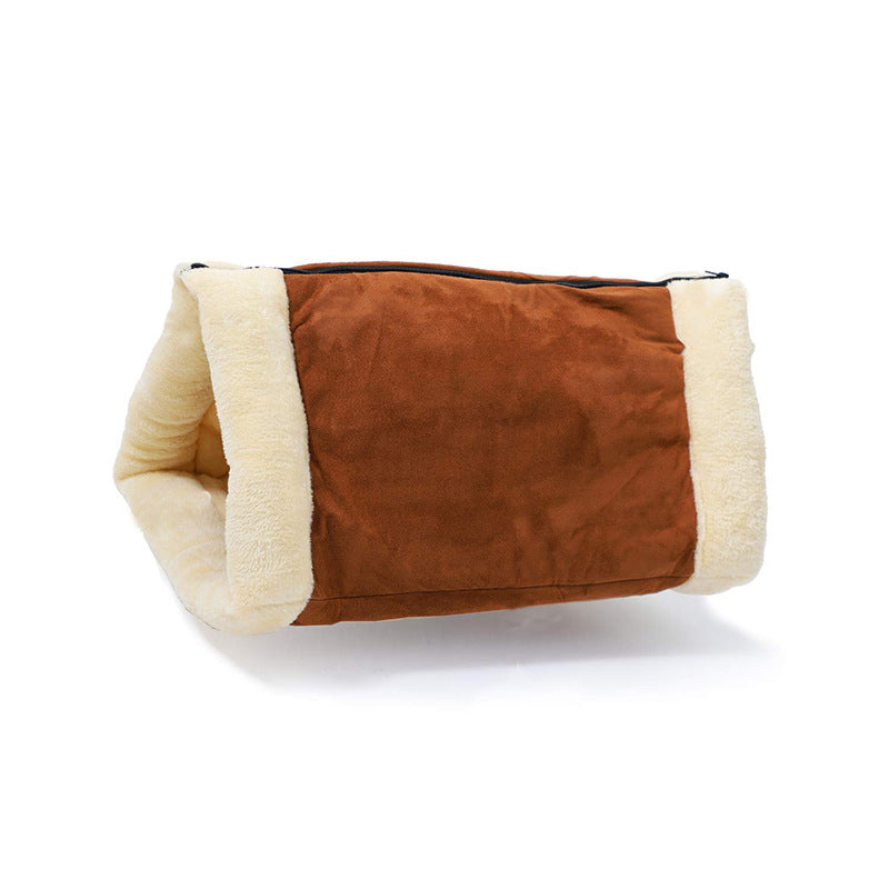 HKM-9656125 Foldable Light Brown Dog Kennel Nest - 83x52 cm Cloth Pet Bed