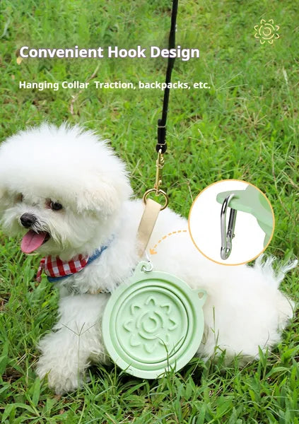 HKM-9656253 Portable Collapsible 3-in-1 Dog Bowl with Strong Suction Cups and Hanging Hook