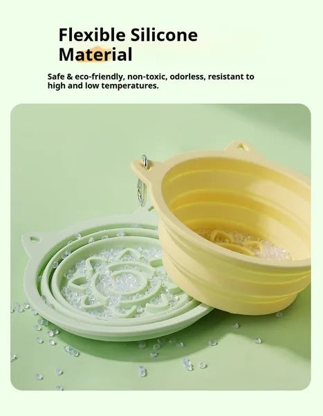 HKM-9656253 Portable Collapsible 3-in-1 Dog Bowl with Strong Suction Cups and Hanging Hook
